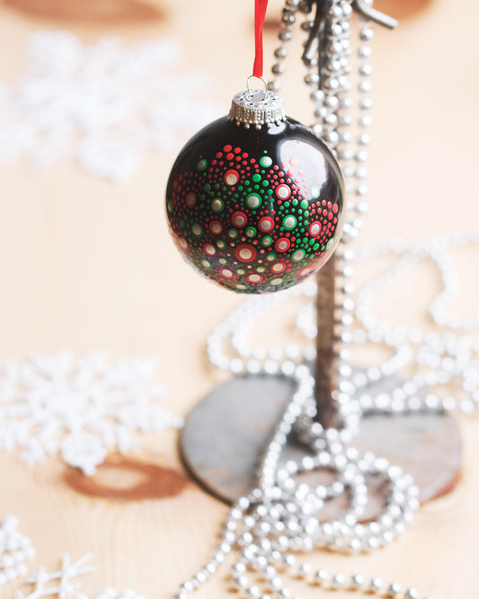 Mistletoe - Black Glass Ornament