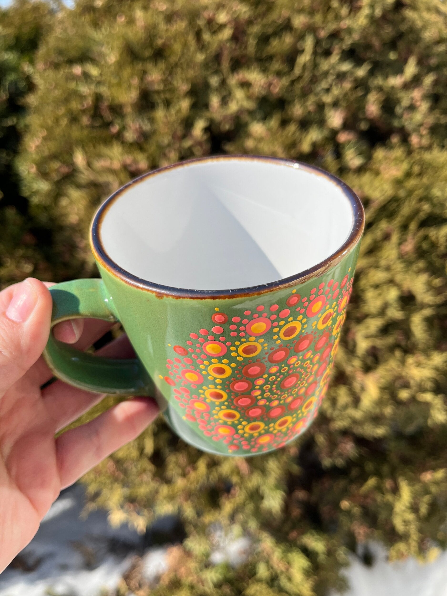 14 Oz green coffee mug